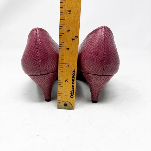 Naturalizer Rose Pink Snakeskin Embossed Pointed Toe Kitten Heel Pumps Size 10 - Picture 7 of 9